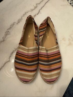 Striped Canvas Espadrilles - Multi Pink & Tan